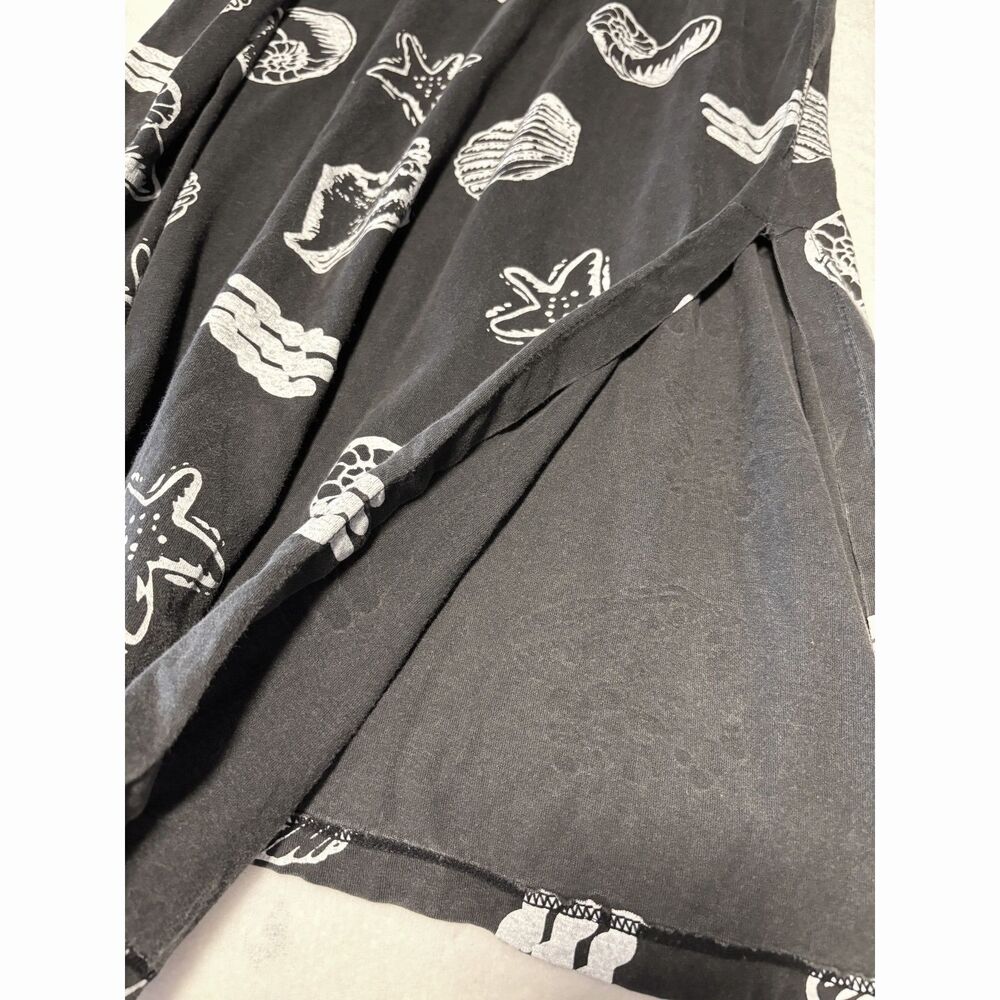 INGEAR Seashell Print Dress L Black White Sleeveless Coastal Beachy Goth Resort - Picture 8 of 9